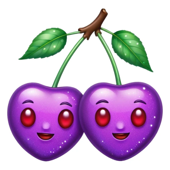 glitter purple and cian 2 cherrys sticker