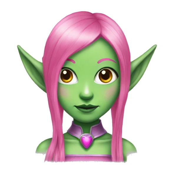 green alien girl with elf ears pink hair sticker