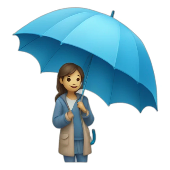 a dreamy girl а with an open blue umbrella sticker