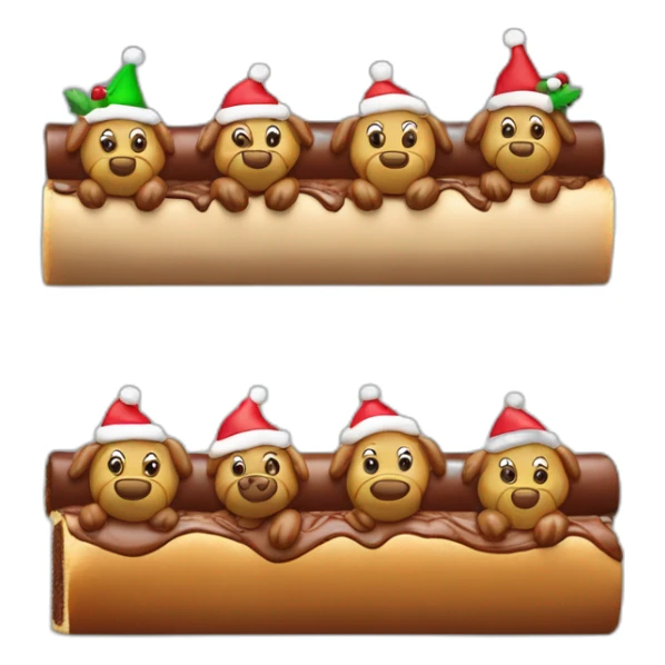 Une bûche de Noël contemporaine avec 7 oursons en reliefs sticker