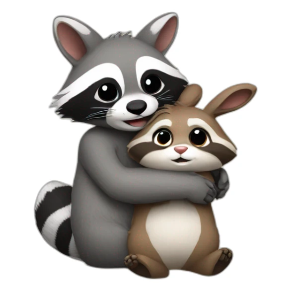 Raccoon and bunny hug sticker