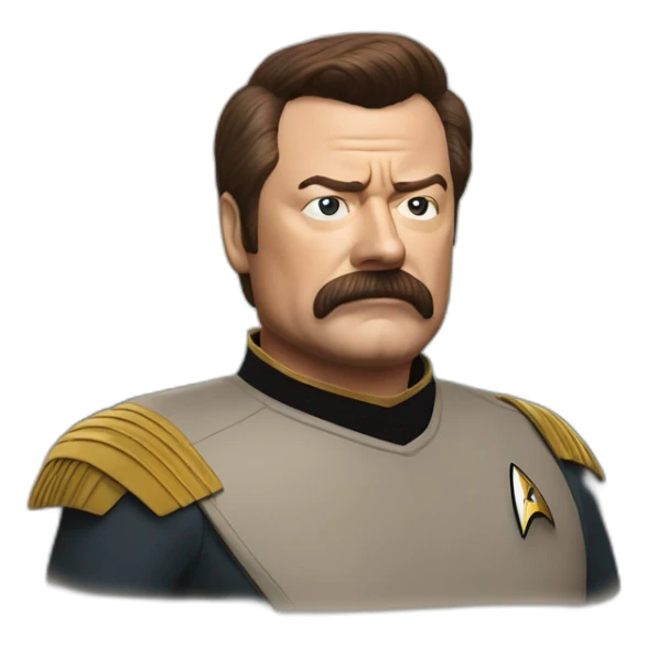 Photorealistic Ron Swanson as Captain Kirk Star Trek  sticker