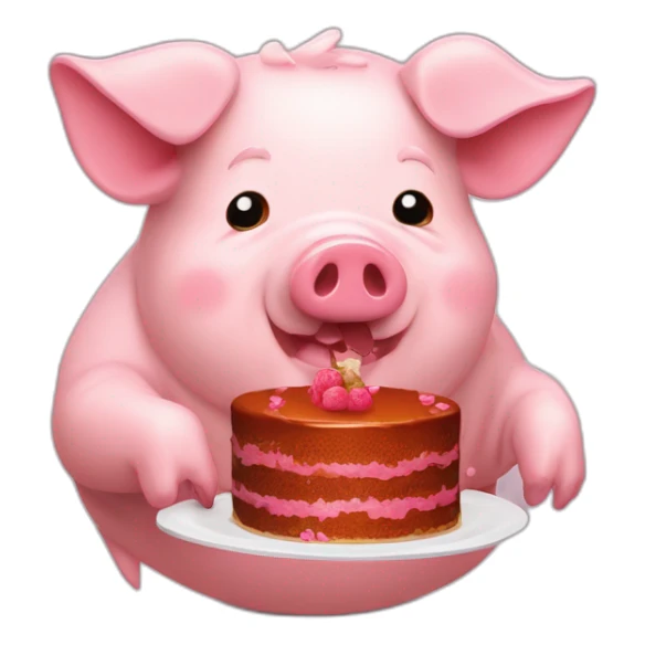 cochon obèse qui mange un gateau sticker