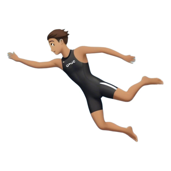 A diver mid-air after jumping off a diving pool, body slightly tense but moving forward. Below them, a pool labeled "Confidence", with ripples forming. A subtle 5-4-3-2-1 on the diving board shows they took the leap despite fear. sticker