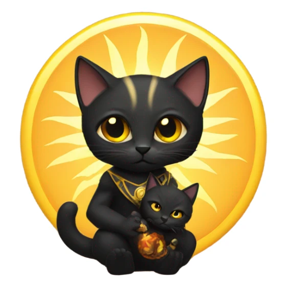 A sun warlock who is holding a black kitten sticker