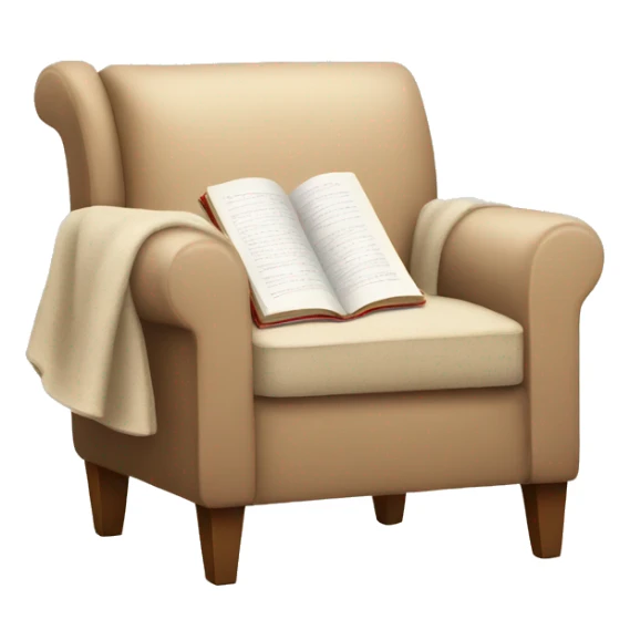 Simple Beige Armchair with blanket and open book on it sticker