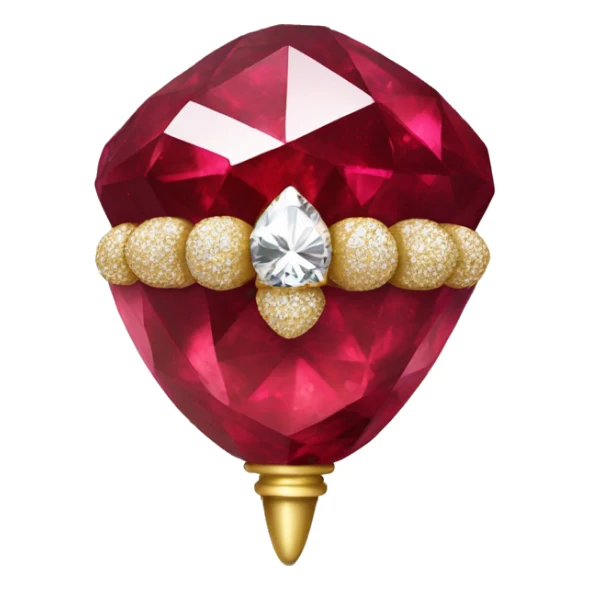 sparkling Ruby Acorn like diamond with stem made of gold sticker
