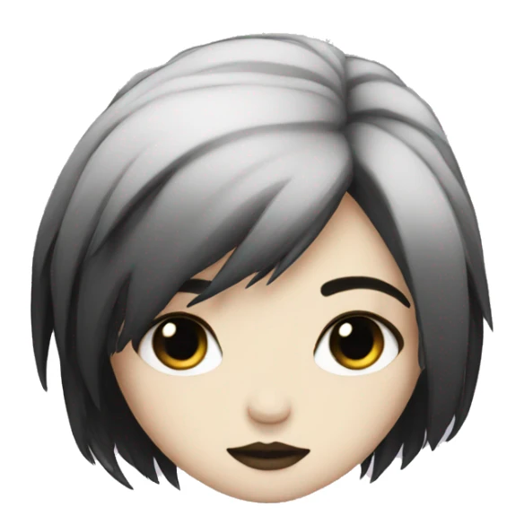 emo female white skin black hair sticker