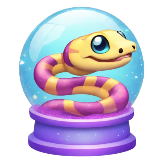 Kawaii colorful baby snake in a glitter globe sticker