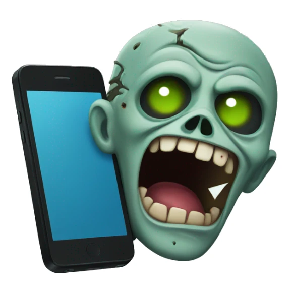 happy zombie watching a phone sticker