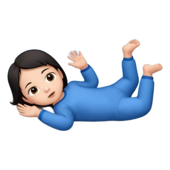 baby dark hair lying on ground by a river sticker