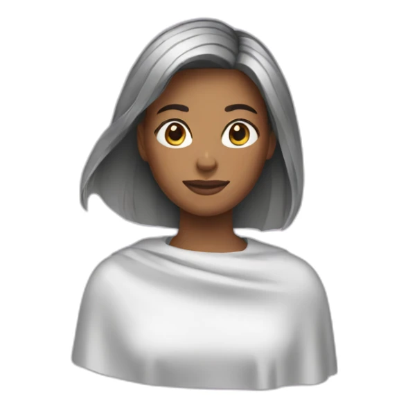 Woman wearing a haircutting cape sticker