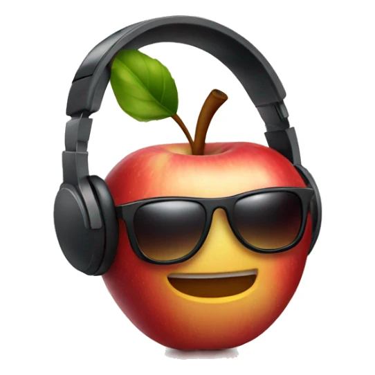 an apple with headphones and sunglasses sticker