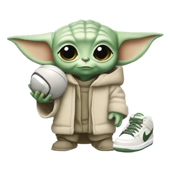  BABY YODA HOLDING NIKE SHOES sticker