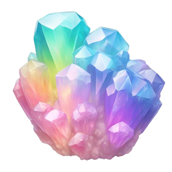One Pastel iridescent rainbow crystal clusters sticker
