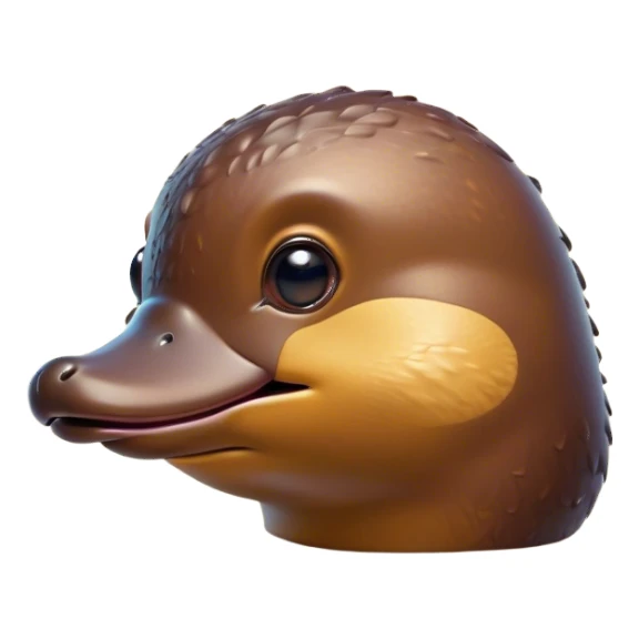 Cinematic Cute Platypus Portrait Emoji, Head tilted playfully and inquisitively, featuring a glossy brown fur with a charming, flat duckbill and round, sparkling eyes brimming with quirky wonder, Simplified yet irresistibly adorable features, highly detailed, glowing with a warm, friendly glow, high shine, affectionate and whimsical, stylized with a touch of aquatic playfulness, bright and endearing, soft glowing outline, capturing the essence of a mischievous yet lovable platypus, so playful it feels like it could waddle out of the screen into your arms! sticker