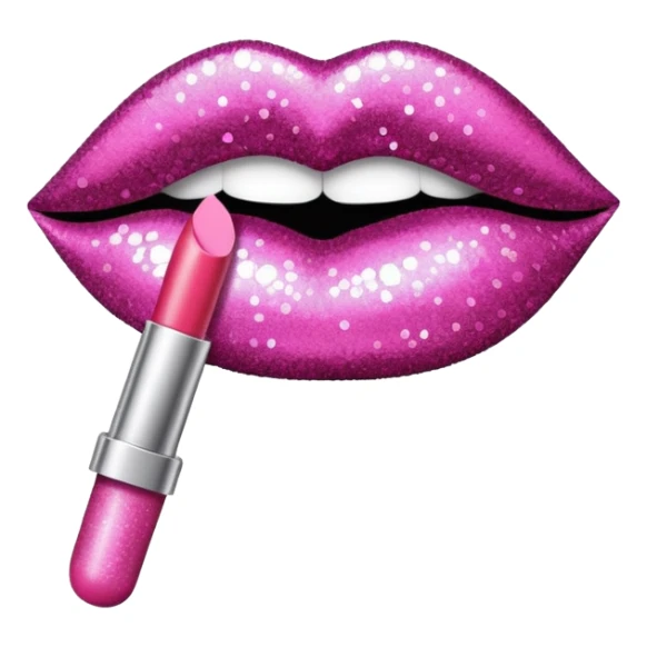 glitter pink mark of lipstick kiss sticker