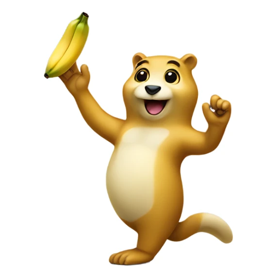 golang gopher mascot with one hand raised and the other holding a banana sticker