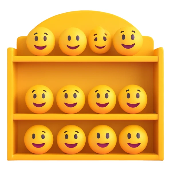 a 3D shelf with realistic shadows, modern 3D emoji style sticker
