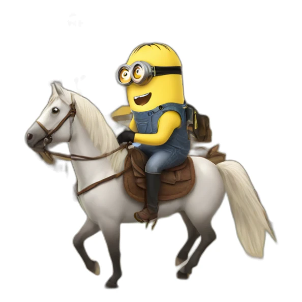 minion riding an horse to a house sticker