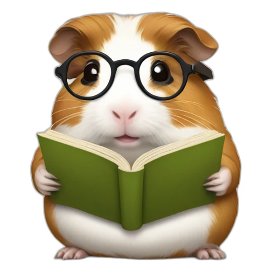 Fat guinea pig wearing glasses and reading a book sticker