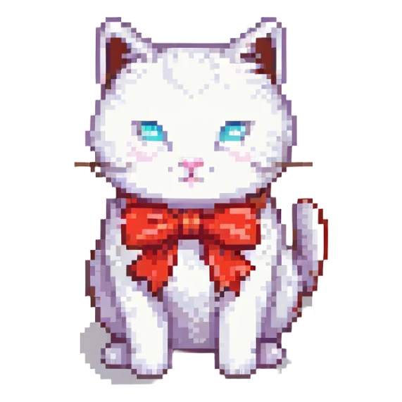 Hello Kitty character, simple and cute, white cat with a red bow sticker