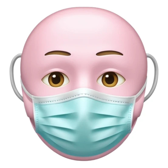 light pastel pink medical mask, no face, iOS emoji style, variation 1 sticker
