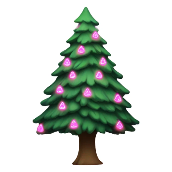 Green New year tree with pink lights sticker