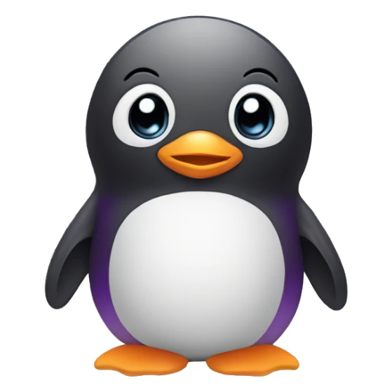 cute baby penguin as a chatbot in purple color sticker