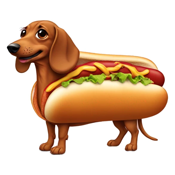 Weiner dog in hot dog costume sticker