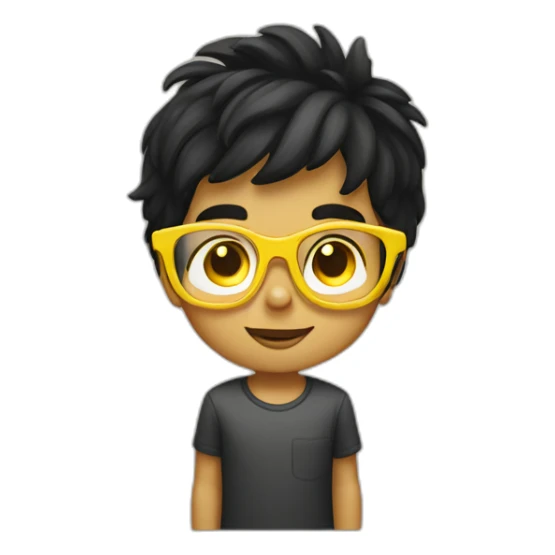 boy with yellow tinted glasses and combed black hair  sticker