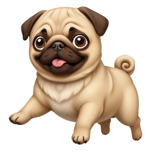 Pug flying in the air caught of wind sticker