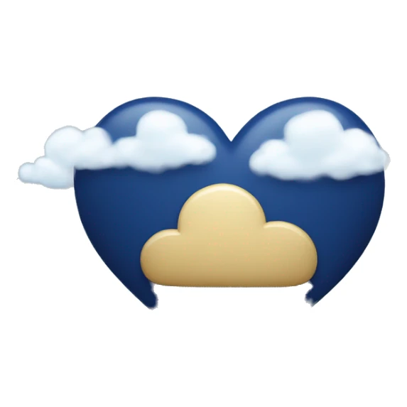 navy blue heart with clouds around it  sticker