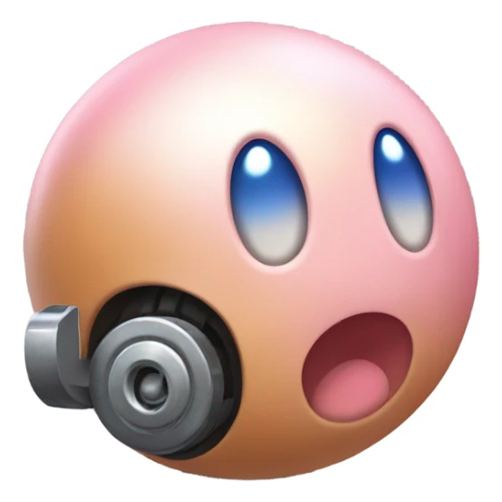 Metal cute Kirby ball driving on 4 car wheels sticker