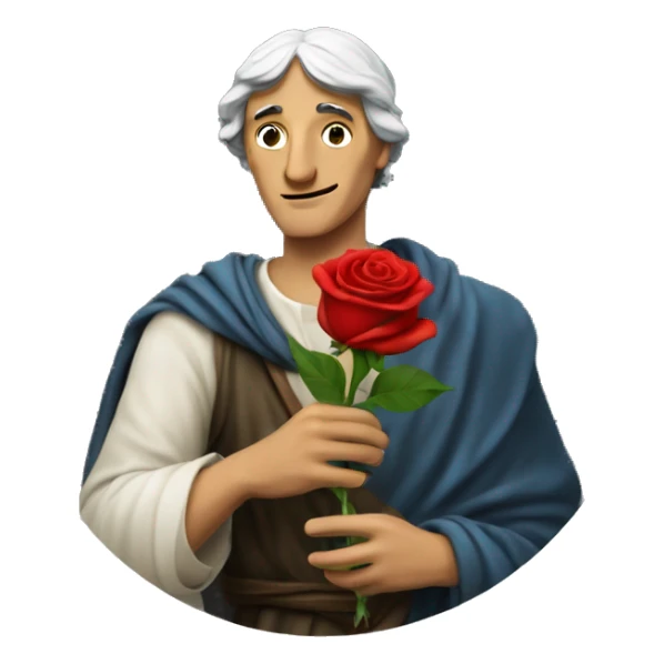 Dante Alighieri holding a rose in his hand sticker