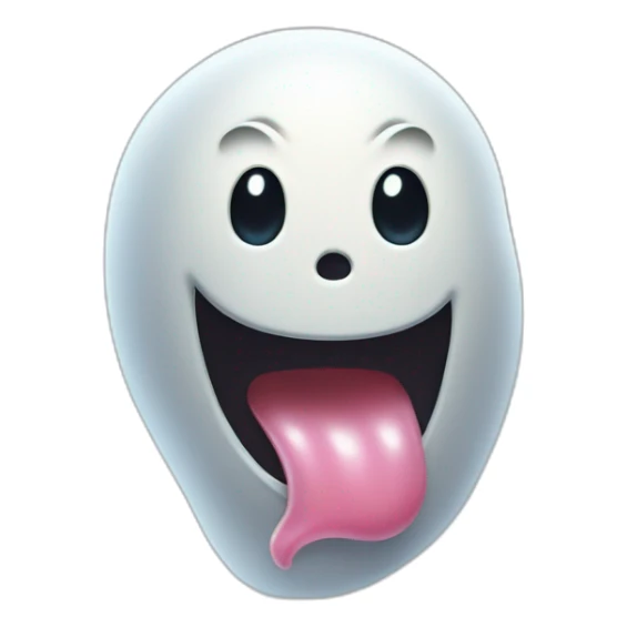 a funny little ghost who sticks out his tongue sticker