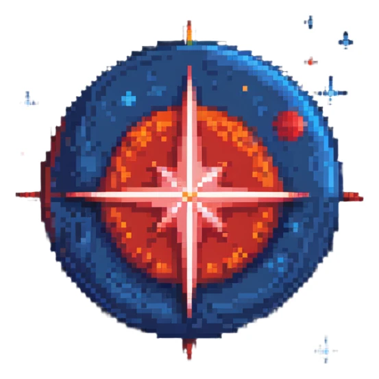 Deep blue morning star over planet with red sunrise sticker