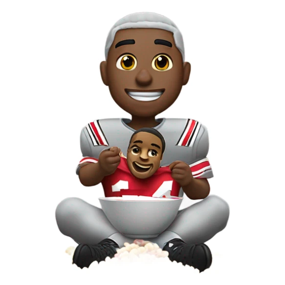 Ohio state football player eating lucky charms sticker