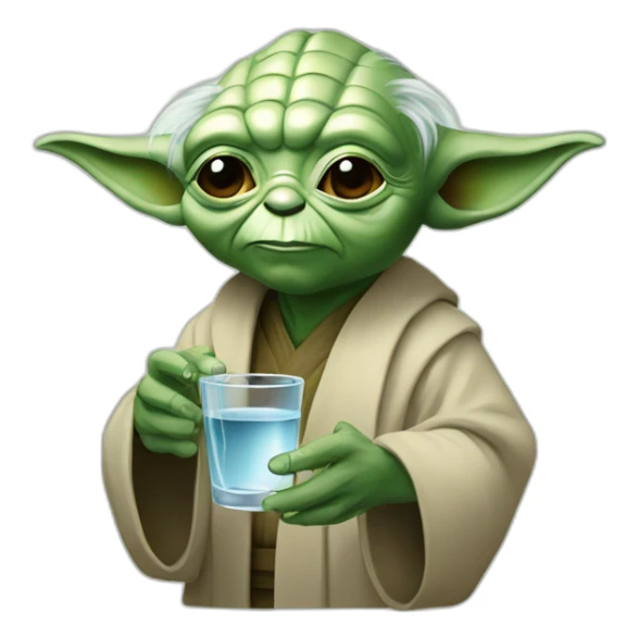 Yoda with glass of water sticker