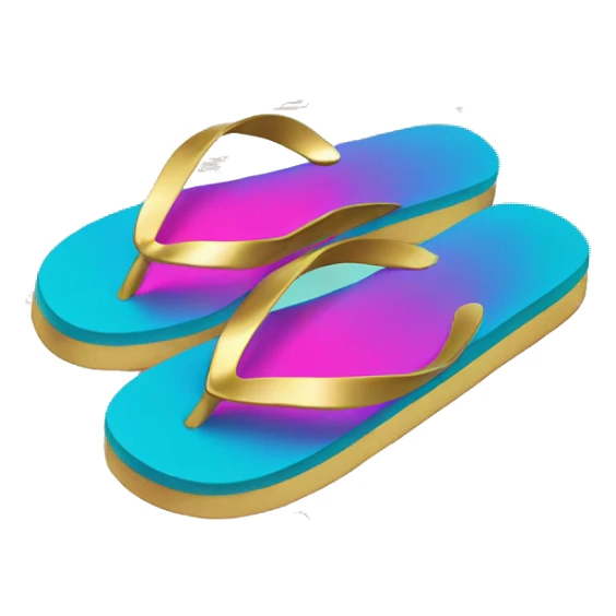 Realistic turquoise hot pink and gold metallic ombre flip flop. sticker