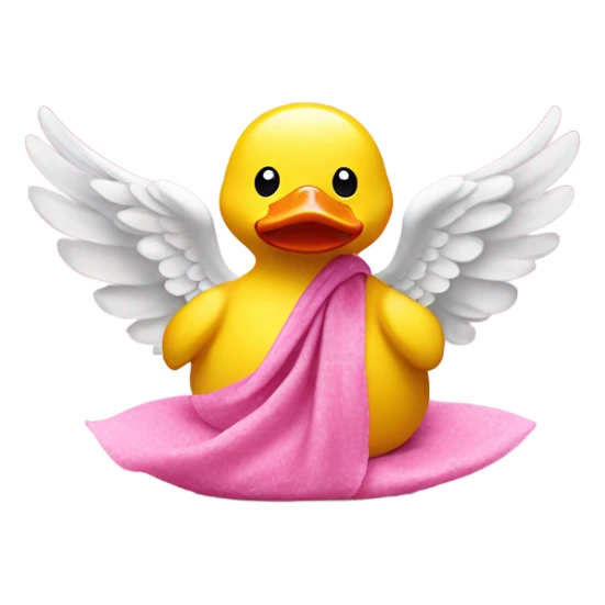side view of yellow rubber duck with a pink bandana doing yoga while praying sticker