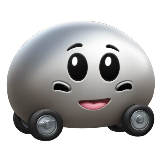 Metal cute black eyes Kirby ball driving on 4 car wheels sticker