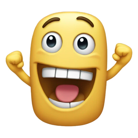 happy face with mouth open and waiving hand emoticon sticker