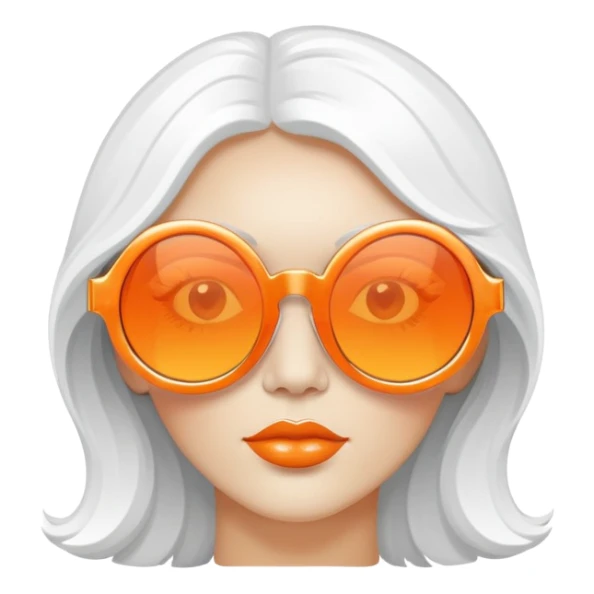oversized round sunglasses with orange tinted lenses and thick white frames, 70s disco style sticker