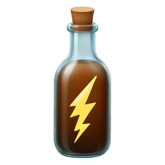 small brown glass bottle with lighting bolt on it sticker