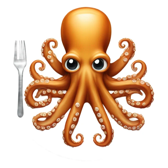 Octopus on a plate with cutlery  sticker