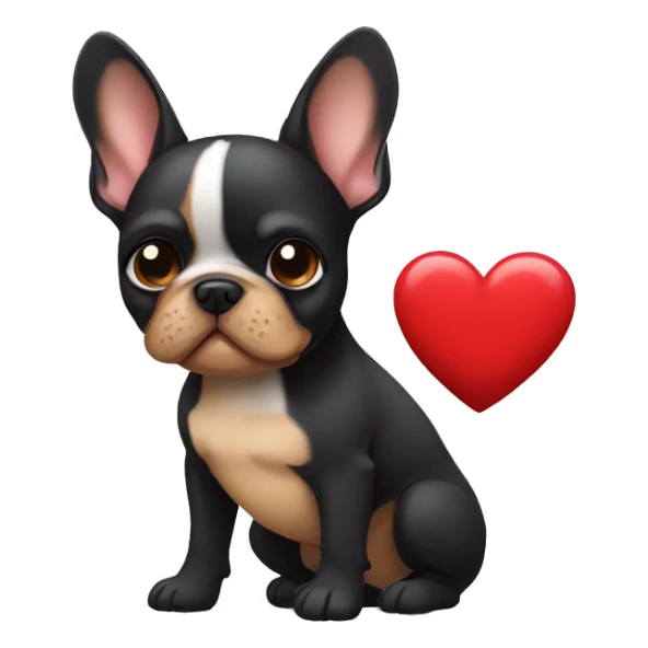 Black and tan frenchie dog holding heart  sticker