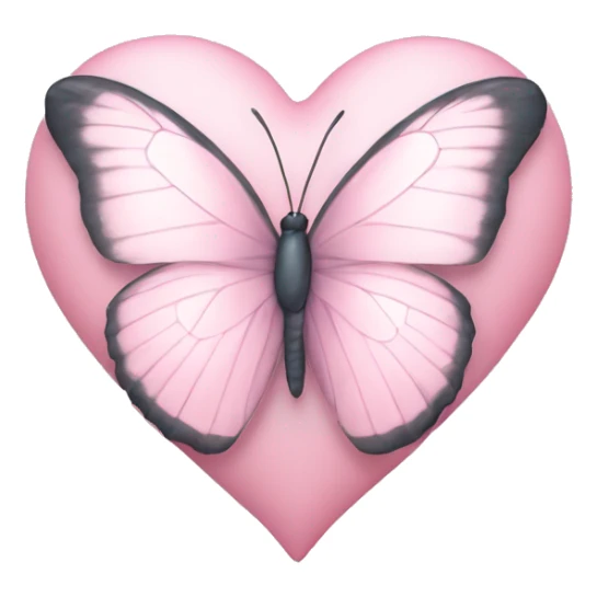 Pastell pink Heart with white Butterfly  sticker