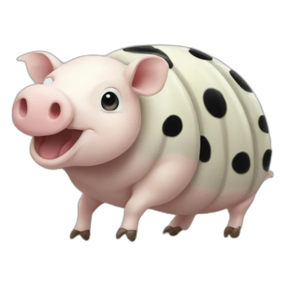 White pig armadillo cow centipede insect with black spots sticker