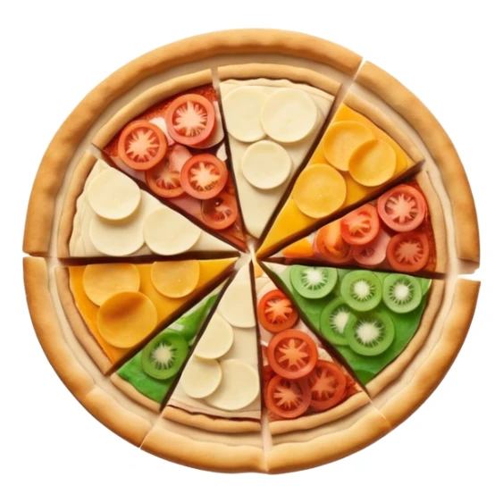 a pie chart sitting on top of a pizza  which has no other toppings sticker